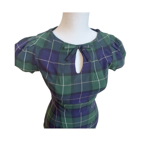 Alicia Estrada Stop Staring Green Tartan Plaid Dress - Picture 1 of 5